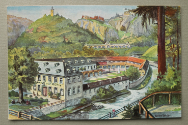 AK Berneck / 1915-1930 / Künstler Karte Atelier Conrad Potzler / Litho Lithographie / Badhaus zur Mühle